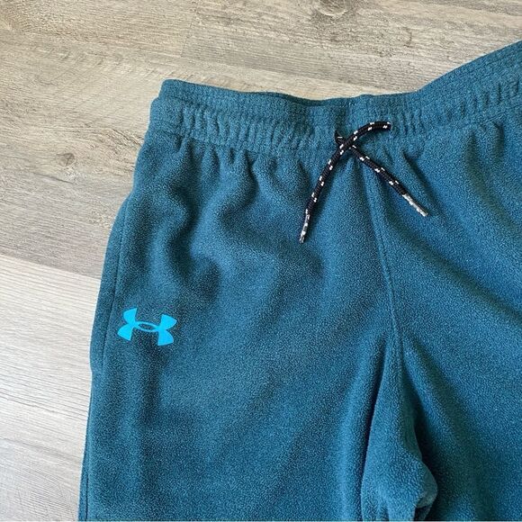 Under Armour Fleece Jogger Pants Teal Blue Boys Medium Athleisure - Picture 3 of 7